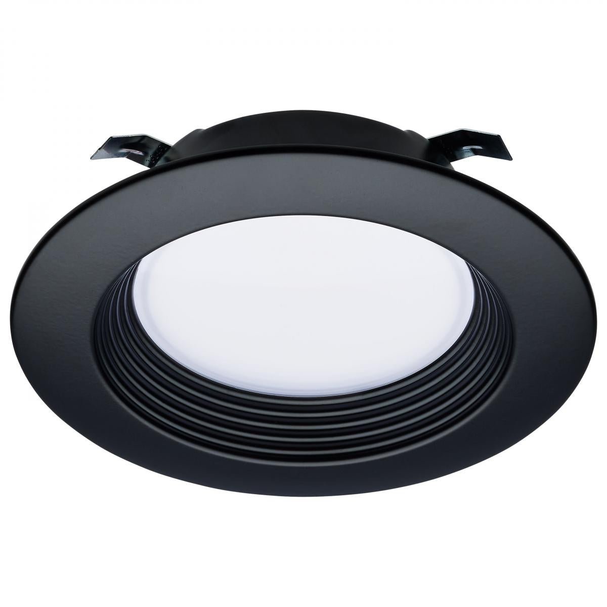 Black 6.7W Satco LED recessed downlight retrofit kit, 4-inch, CCT selectable, for energy-efficient home or commercial lighting.