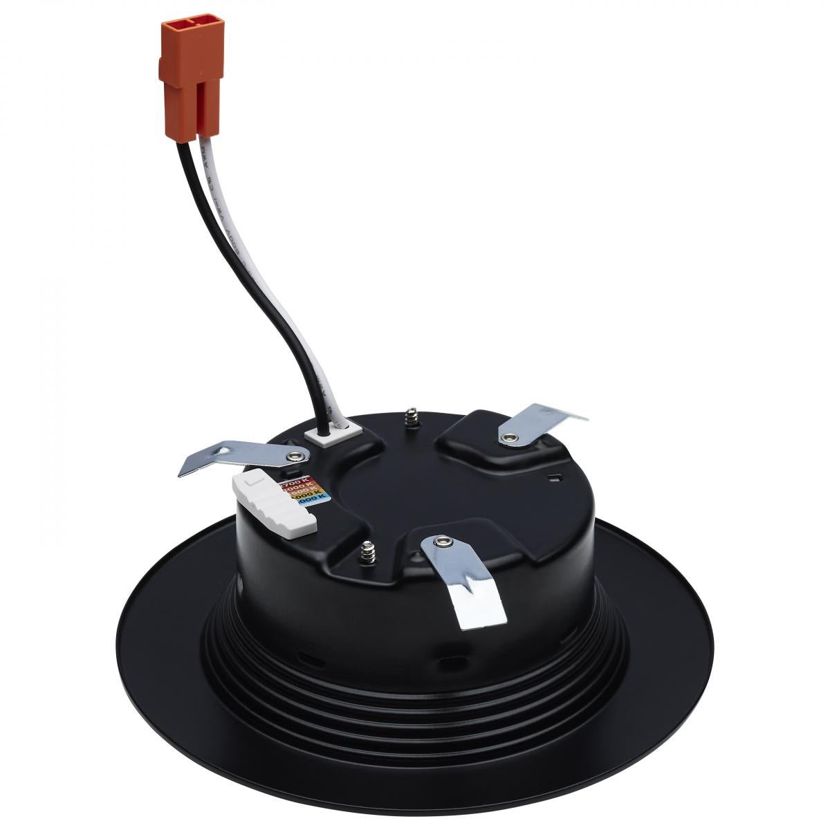 Black 4-inch LED downlight retrofit kit by Satco, 6.7 watt, CCT selectable, for recessed lighting installations.