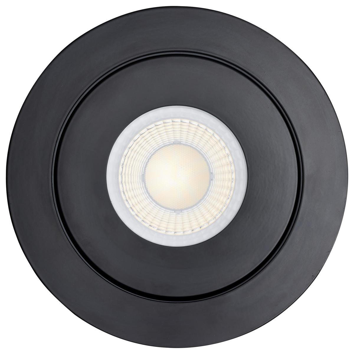 Satco 15W black RGB and tunable white LED gimbaled downlight in a 6-inch recessed retrofit kit for adjustable lighting.