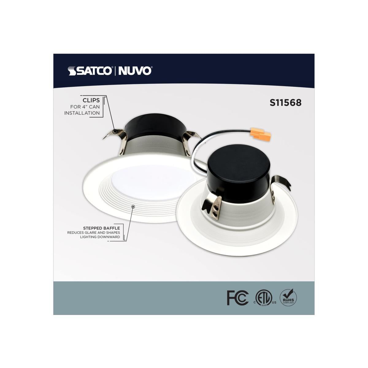 Satco RGB 10.5W LED Retrofit Downlight, 4-inch round recessed kit with colorful lighting options
