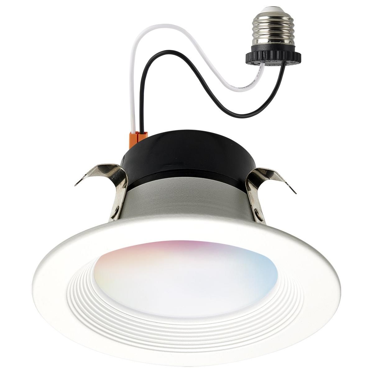 Satco RGB 10.5W LED Retrofit Downlight in a 4-inch round recessed kit, energy-efficient LED lighting for ceilings