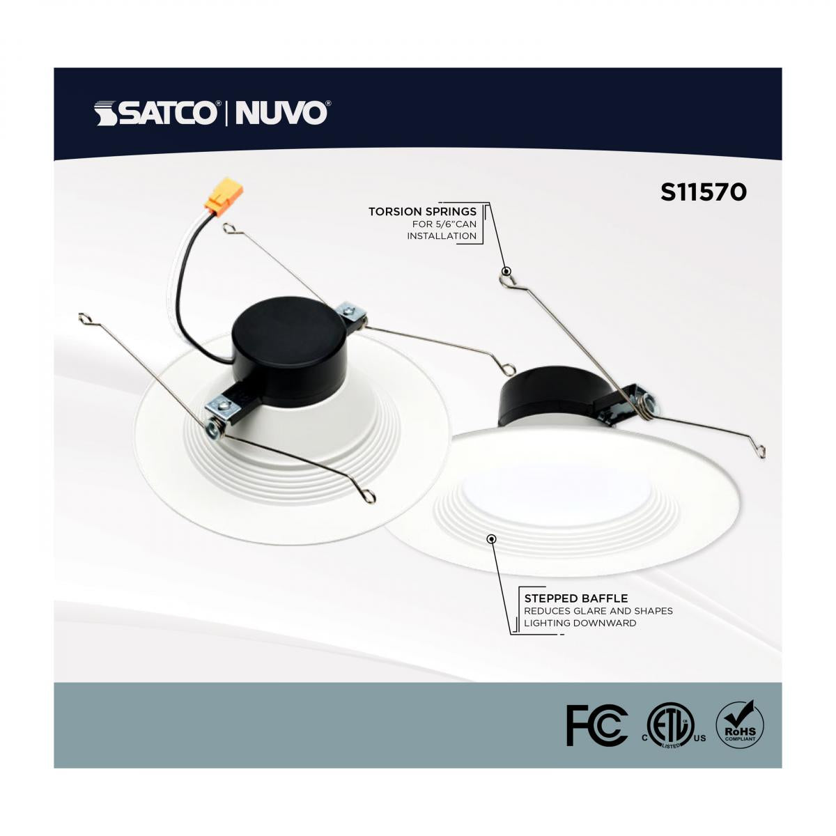 Satco RGB and tunable white 13W LED recessed retrofit downlight, 5-6 inch round, for energy-efficient lighting installations