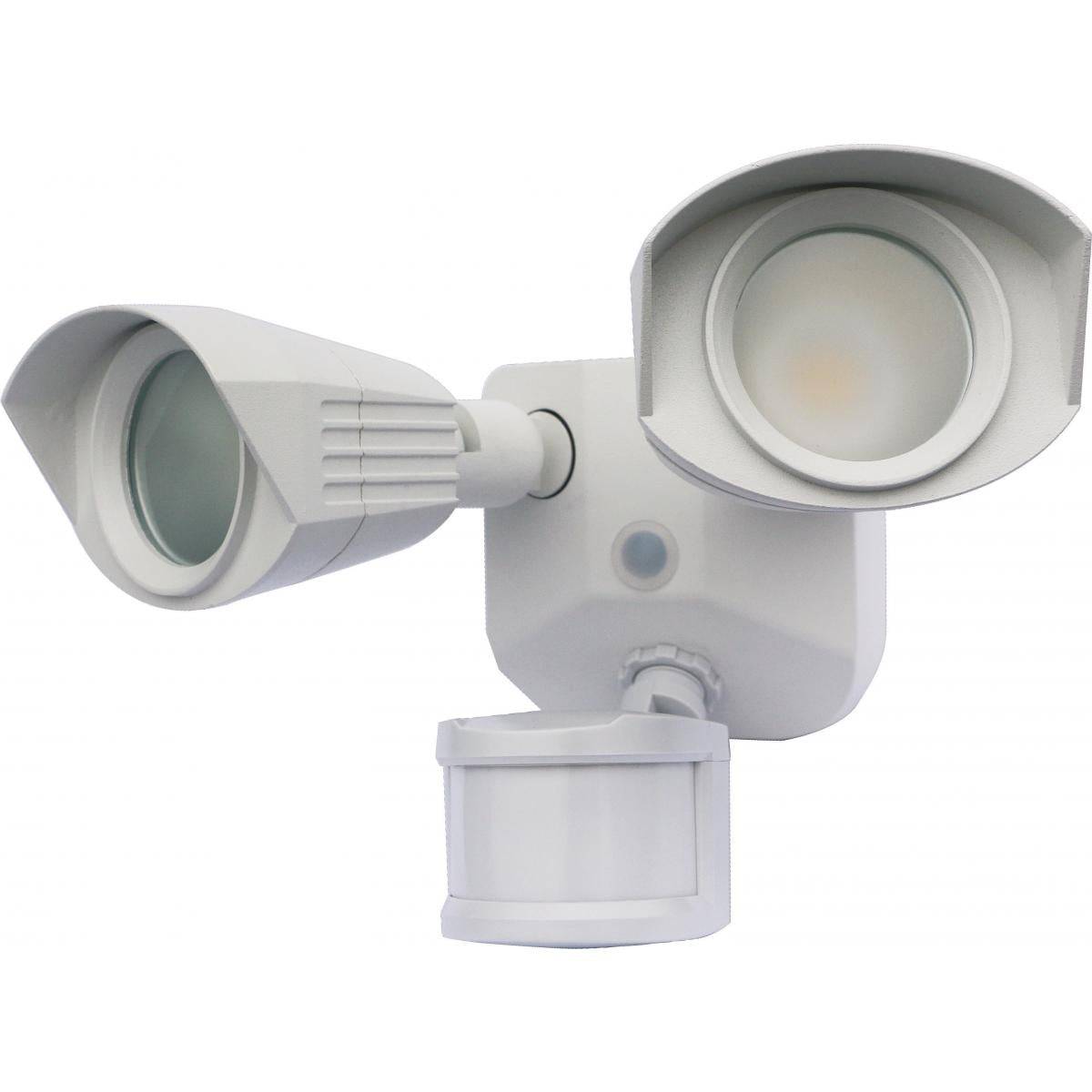 White LED Security Light - Dual Head - 4000K - with Motion Sensor - 120V - Green Lighting Wholesale, INC