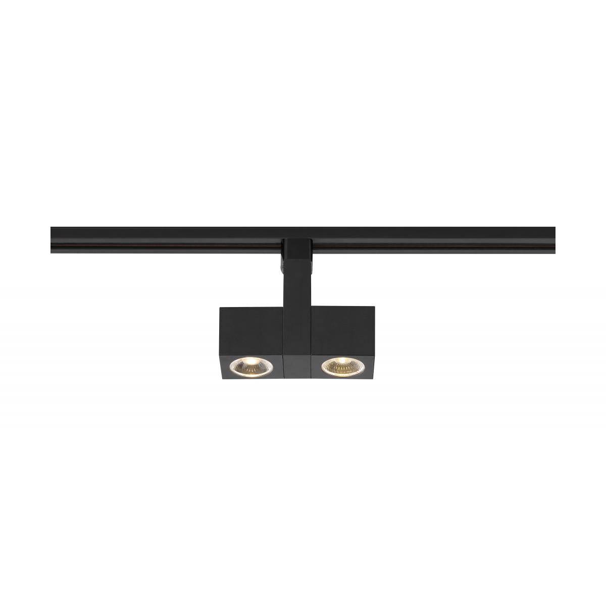Black Satco LED 24W dual square track head with 24-degree beam angle, ideal for focused lighting in modern interiors.