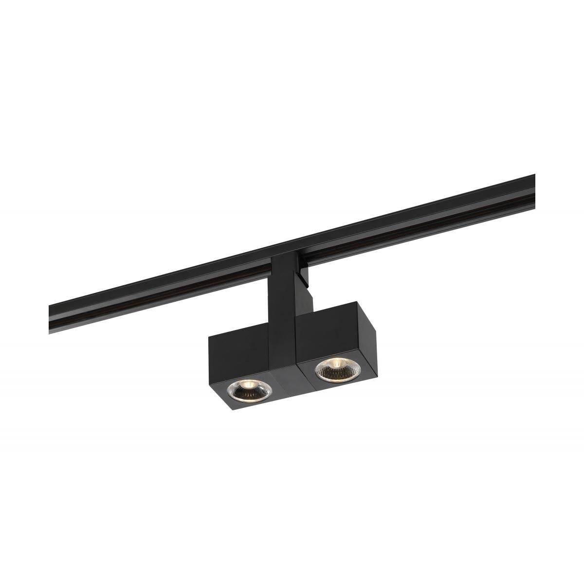 Black Satco 24W LED track head with dual square design and 24-degree beam angle, suitable for modern track lighting installations.