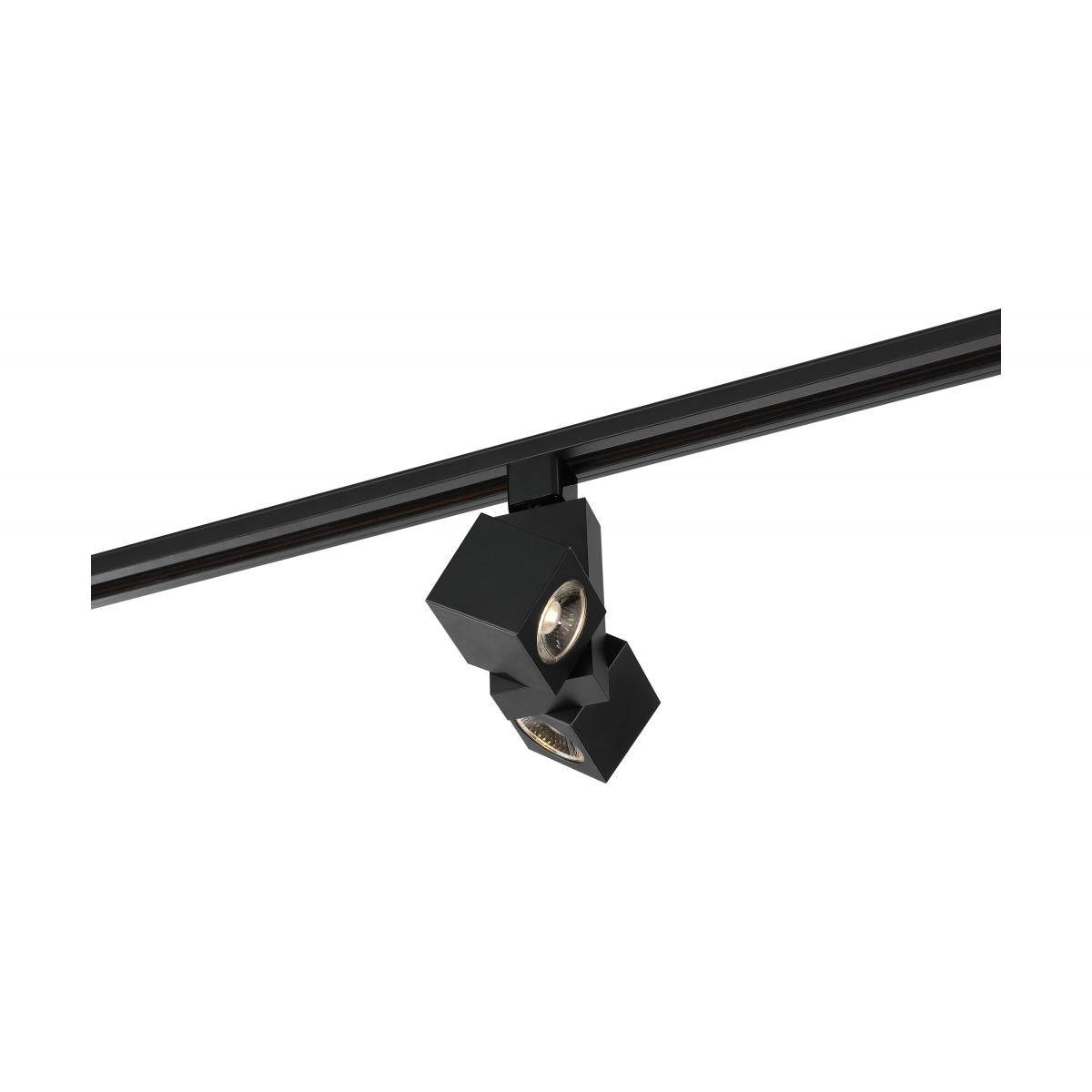 Black Satco 24W LED track head with dual square design and 24-degree beam angle, ideal for adjustable track lighting.
