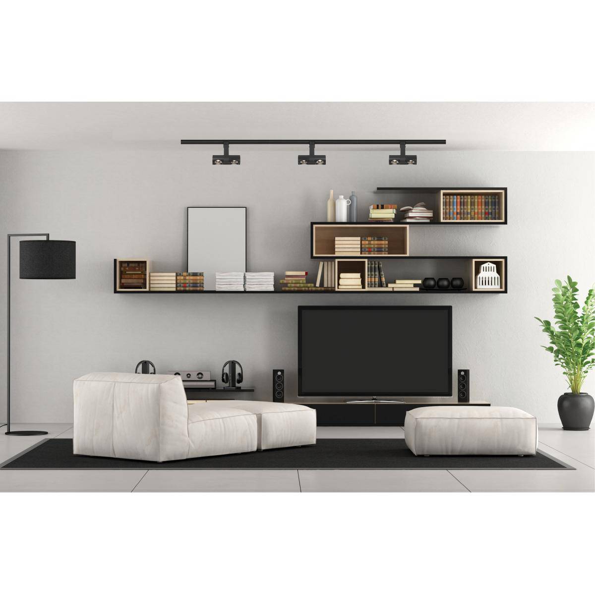 Black LED; 24 Watt Track Head; Dual Square