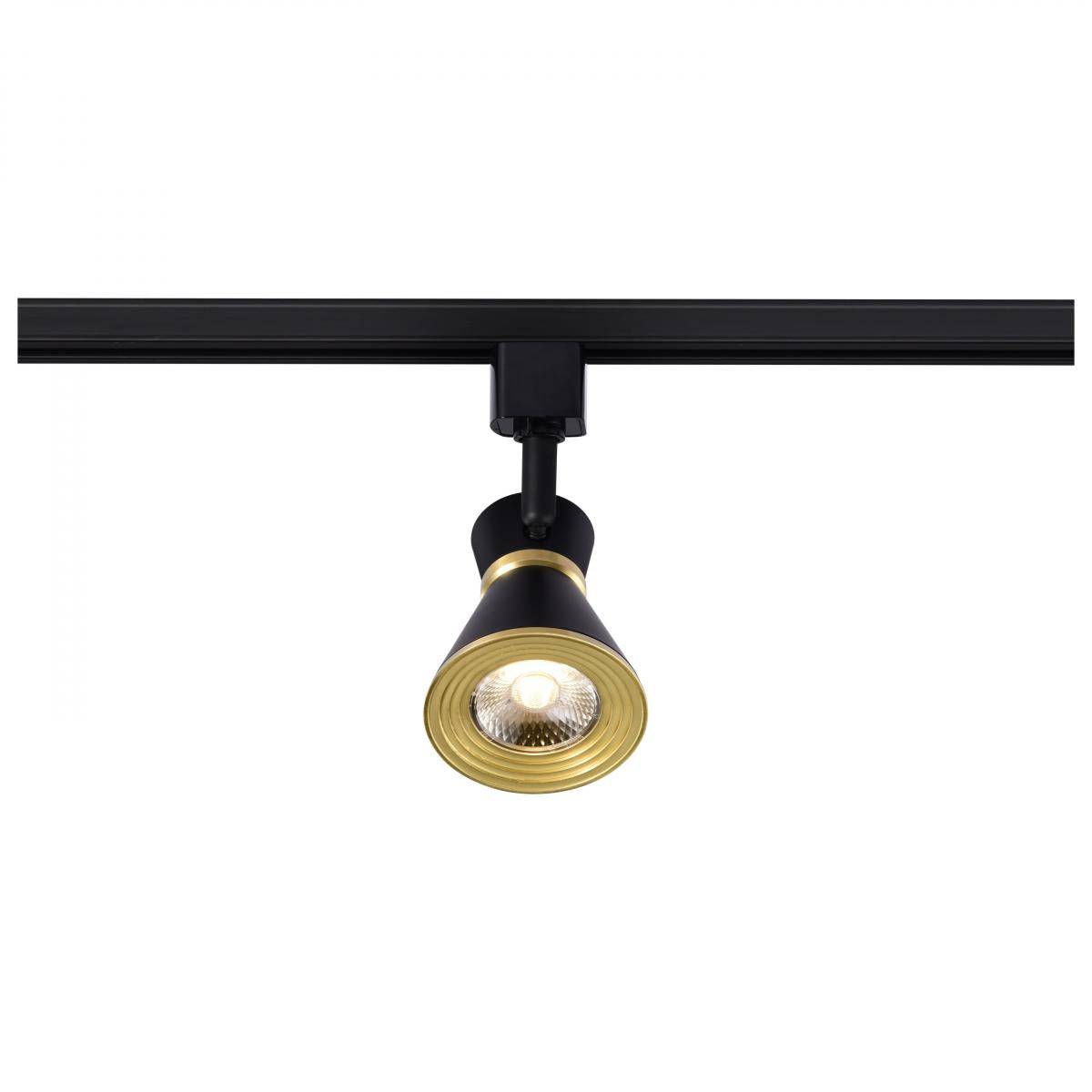Matte Black and Brushed Brass Finish 12 Watt LED Cinch Track Head; 3000K - Green Lighting Wholesale, INC