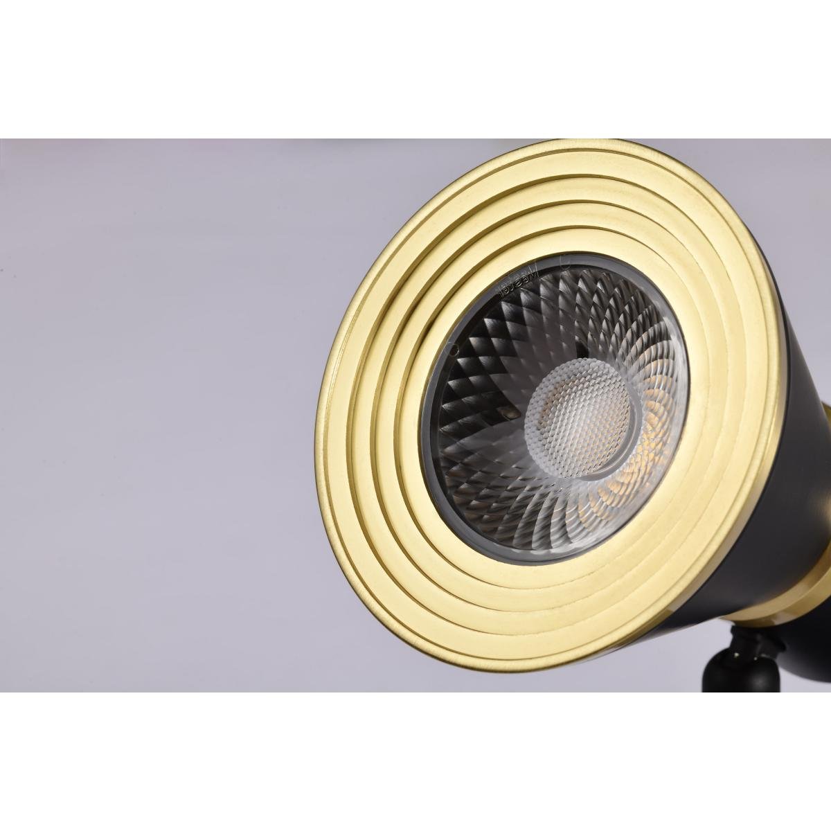 Matte black and brushed brass finish Satco 12W LED Cinch track head with 3000K warm light, designed for LED track lighting.