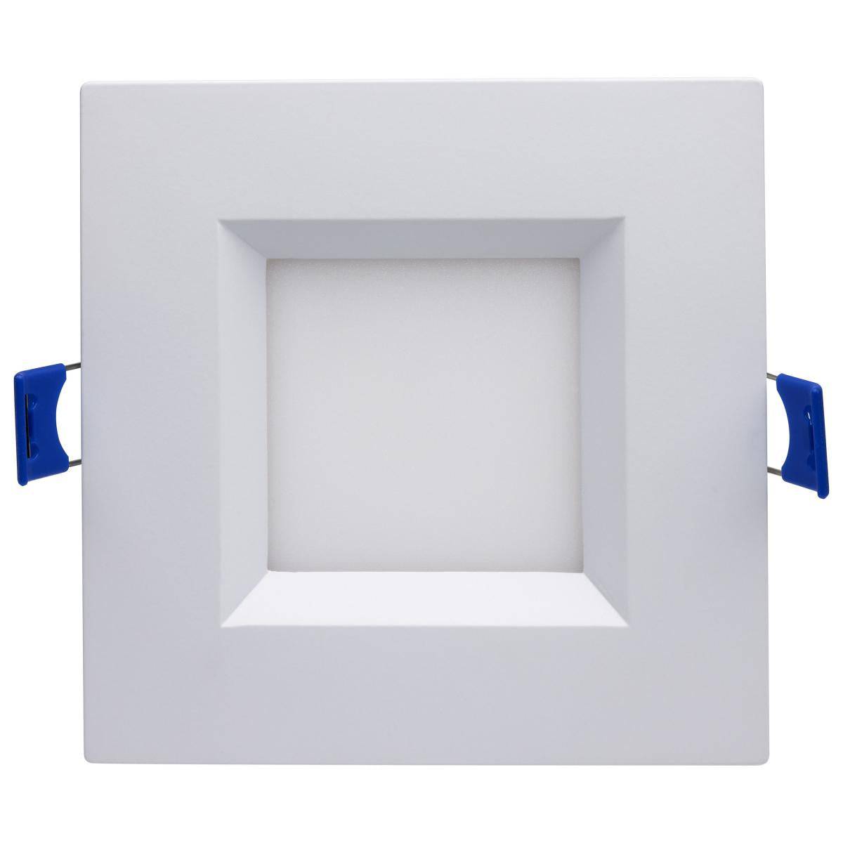 12 Watt LED Low Profile Regress Baffle Downlight; 4 Inch; Remote Driver; CCT Selectable; Square Shape; White Finish; 120 Volt - Green Lighting Wholesale