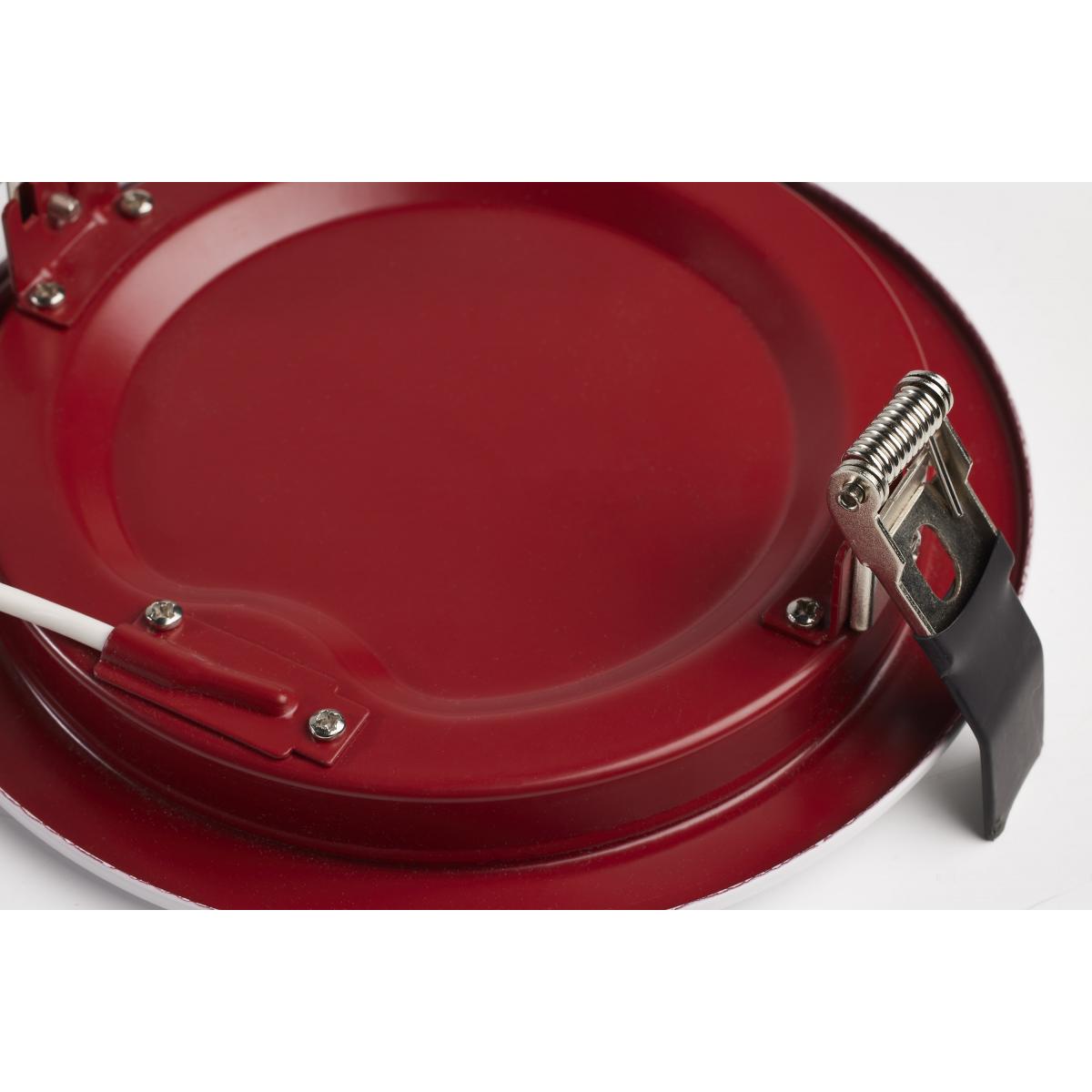 Satco fire-rated 6-inch round LED wafer downlight in white finish, direct wire, canless, CCT selectable, 120-277V.