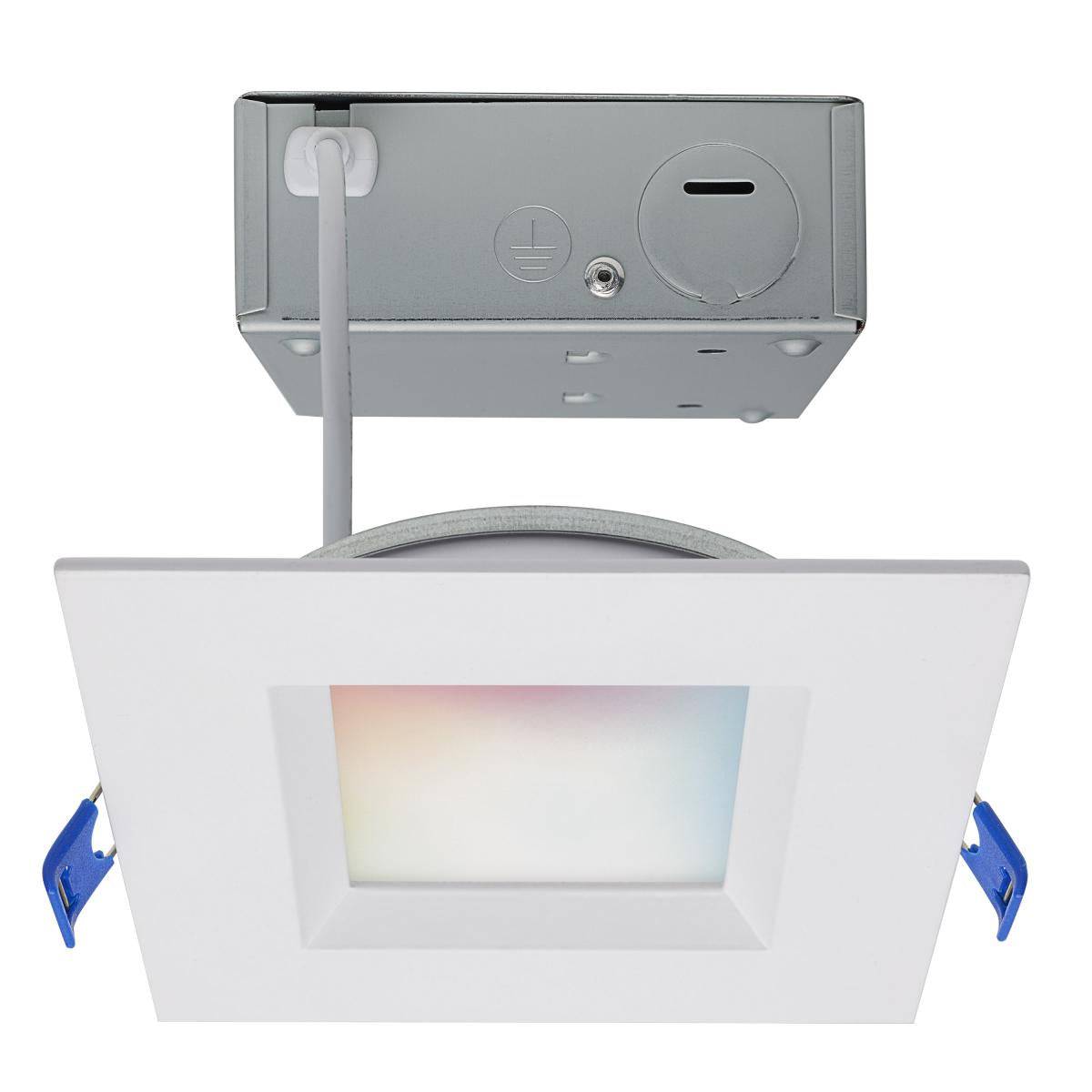 4 Inch Square 9 Watt; Low Profile Regress Baffle Downlight Tunable White and RGB; 120 Volt - Green Lighting Wholesale, INC