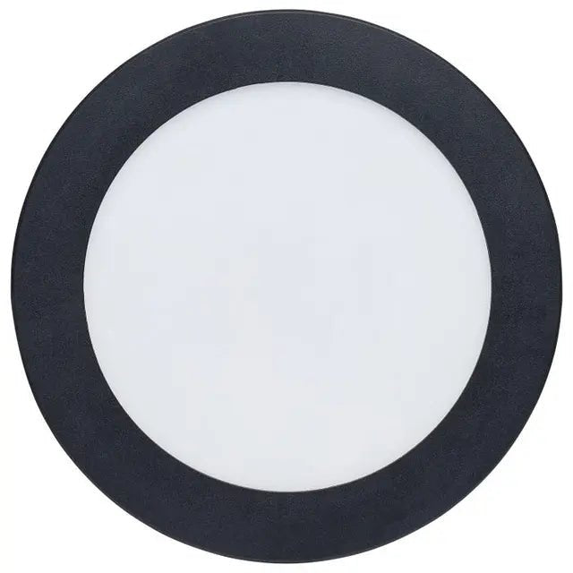 Satco 6-inch black LED wafer fixture with CCT selectable, round shape, 11W, suitable for modern ceiling lighting.