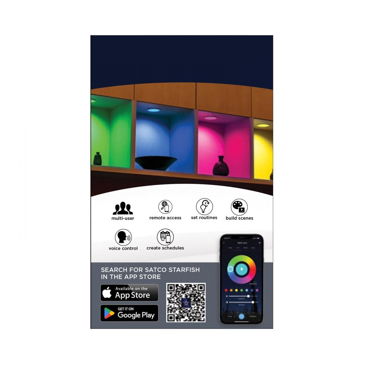 9 Watt; LED Direct Wire; Low Profile Downlight; 4 Inch Round; Starfish IOT; Tunable White and RGB; 120 Volt; 90 CRI - Green Lighting Wholesale, INC