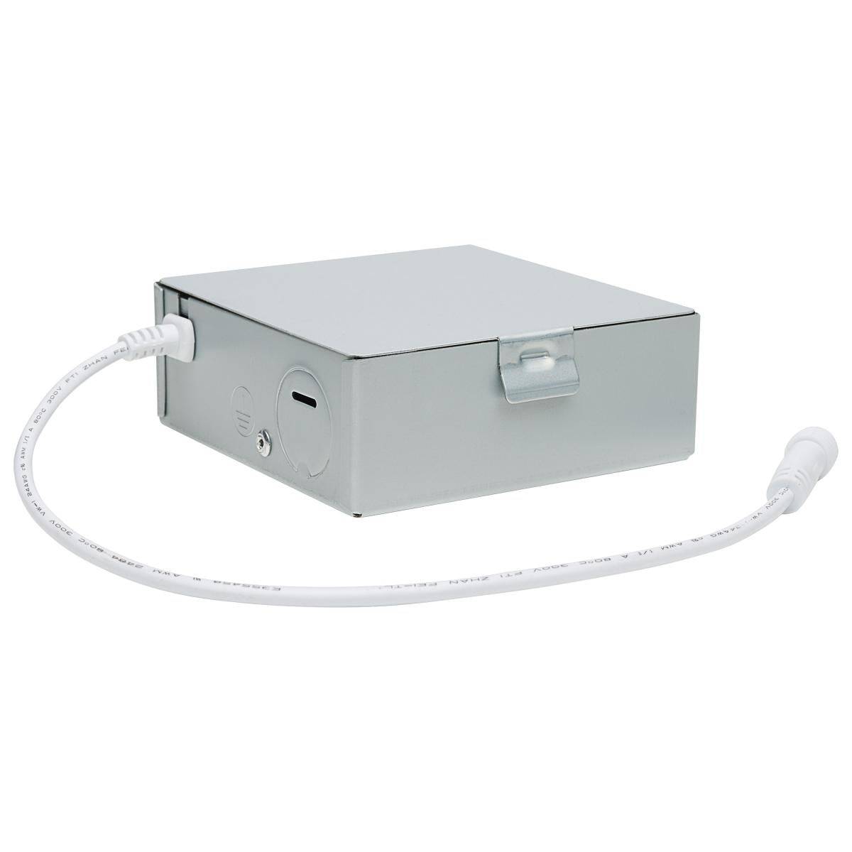 Satco 9W LED wafer downlight, 4-inch square, low profile, tunable white and RGB color, direct wire, Starfish IOT model.