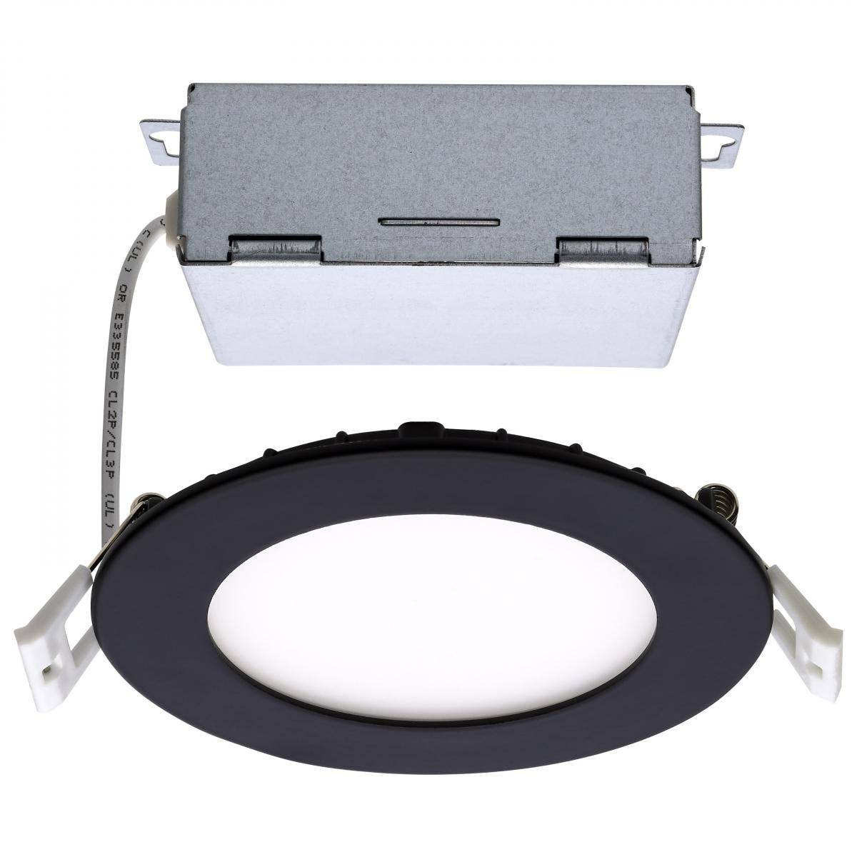 Black 10 Watt; LED Direct Wire Downlight; Edge-lit; 4 inch