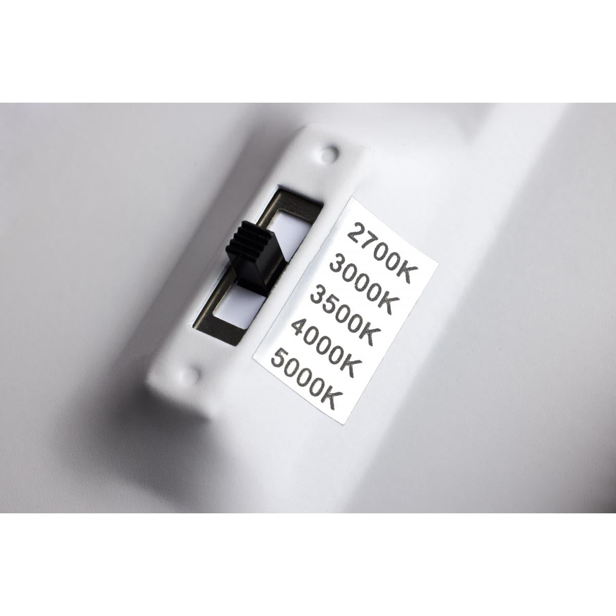 Black Square 10W Satco LED Wafer downlight, 4-inch, low profile, CCT selectable, energy-efficient LED lighting fixture.
