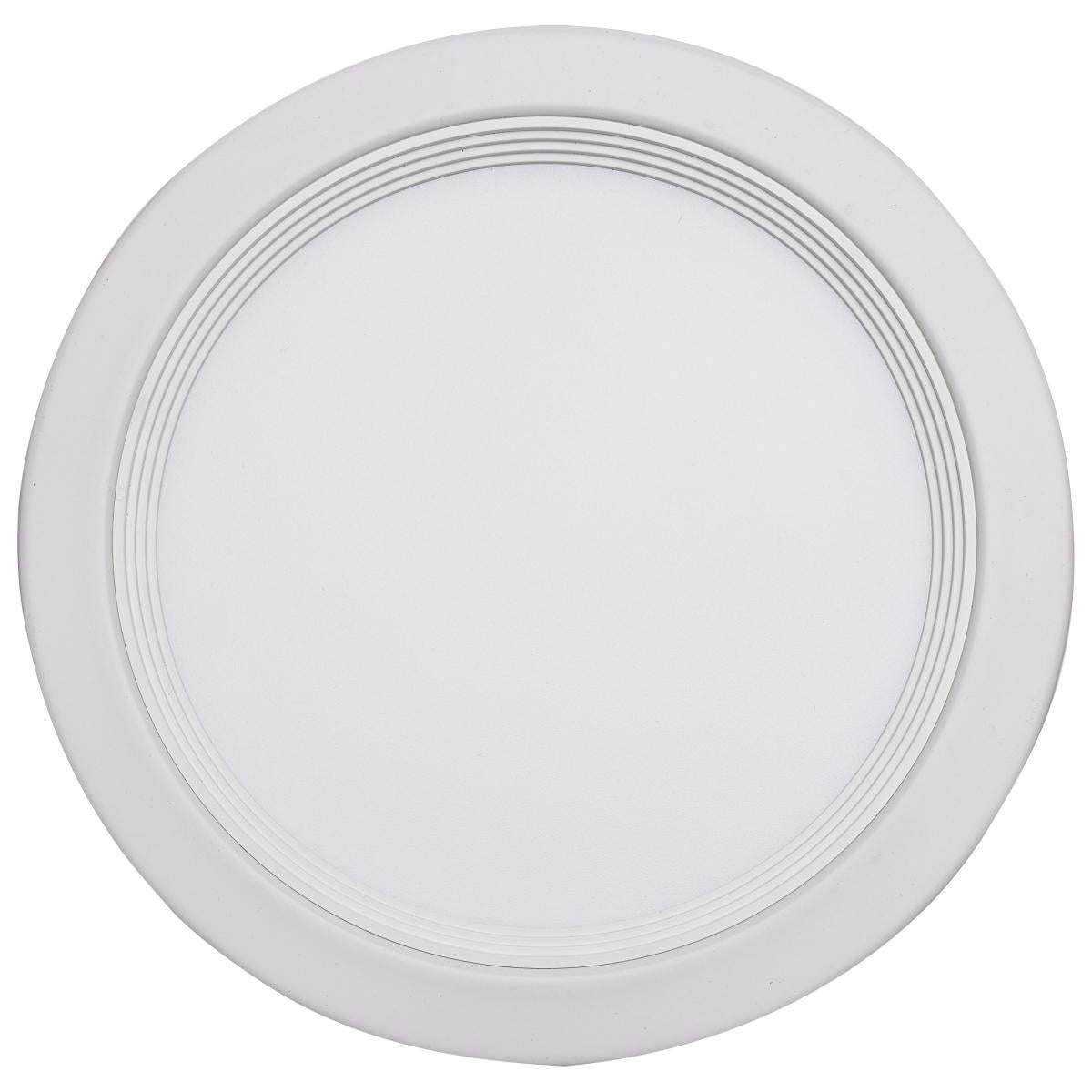 Satco Fire Rated 6 Inch LED Wafer Downlight, round shape, white finish, CCT selectable, direct wire installation.