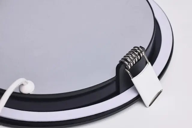 Satco 6-inch black LED wafer downlight with remote driver, 11W, available in 27K, 3K, 35K, 4K, and 5K color temperatures.