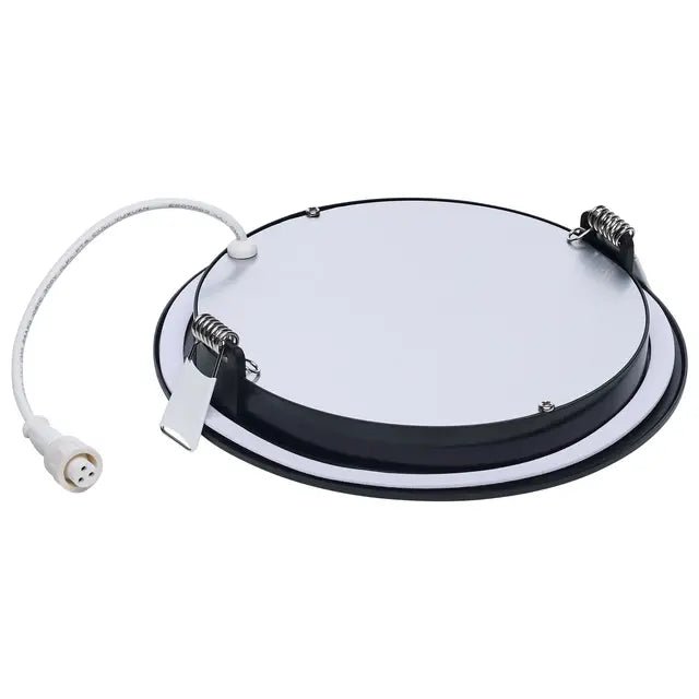 Satco 6-inch black LED wafer downlight with remote driver, 11W, adjustable color temperatures 27K to 5K, canless design