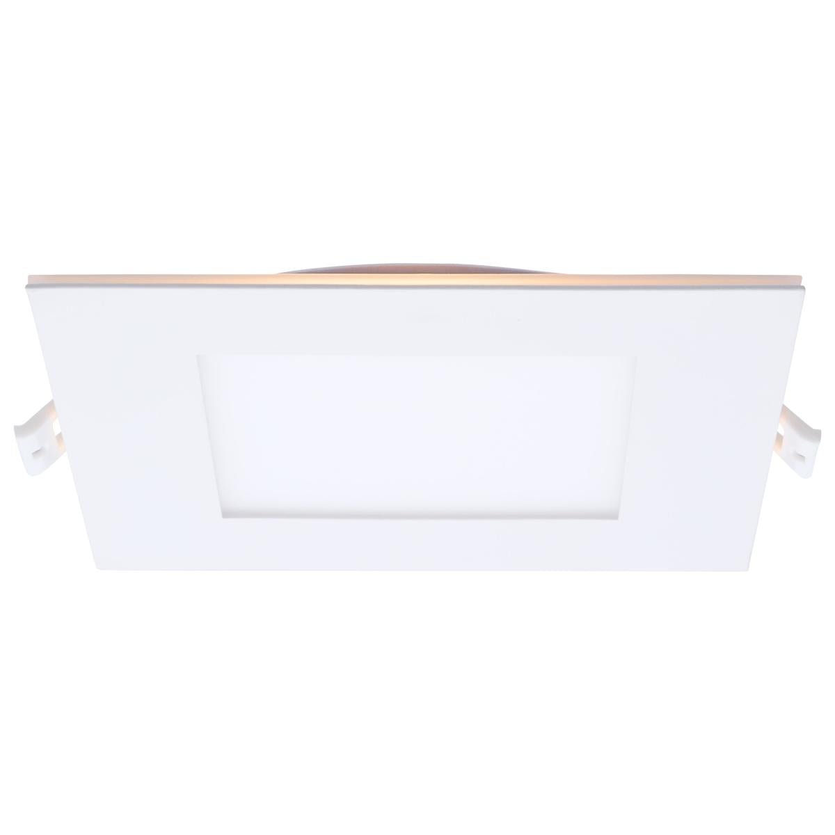 Satco 6-inch square LED wafer downlight with night light and CCT selectable, 12-watt, canless design, ideal for modern ceiling lighting.