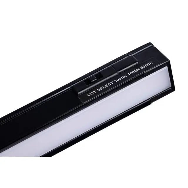 Black 10W Satco LED under cabinet light, 30-inch with adjustable 30K/40K/50K CCT for kitchen or workspace illumination.