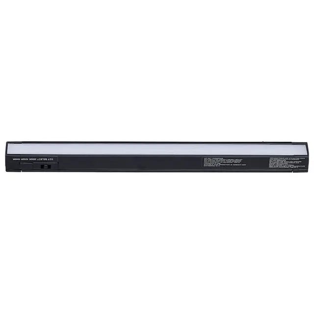 Black 4W Satco LED under cabinet light, 10-inch with adjustable CCT options of 30K, 40K, and 50K for bright, energy-efficient illumination.