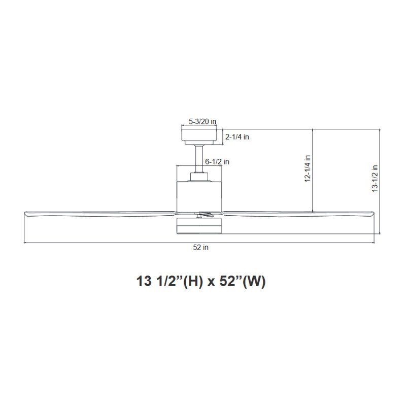 52" Black 4-Blade Ceiling Fan & Down Light, 19W, 3000K with Wall Control - Westgate