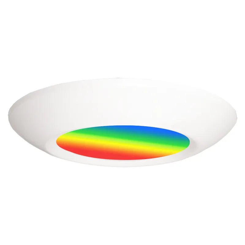 Westgate 6-inch 15W LED smart RGB disk ceiling light in white, showcasing modern design and adjustable color features.