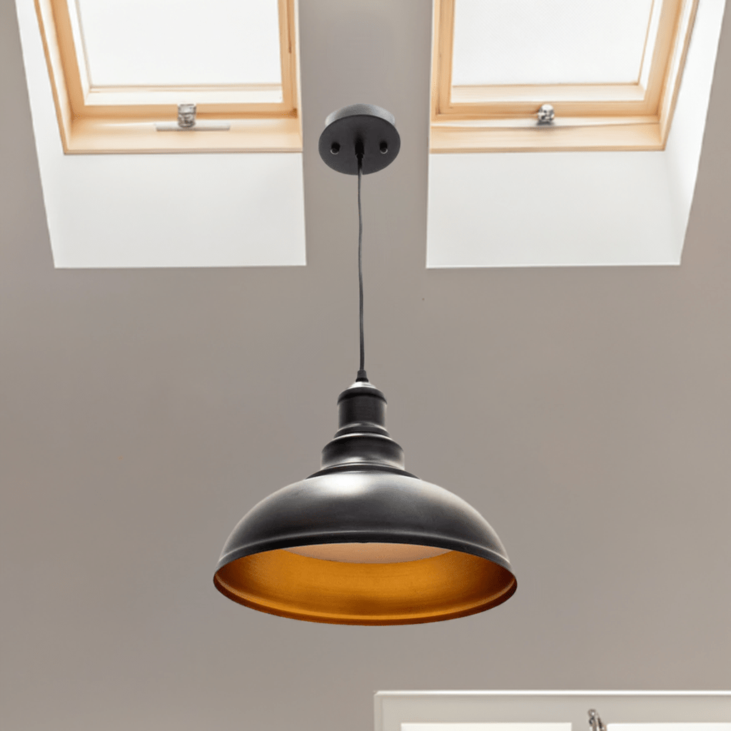 Black vintage pendant light by Westgate, 12W LED with 5 CCT adjustable color temperature, decorative integrated lighting.