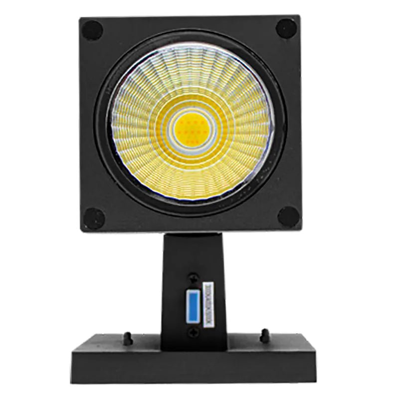 Black 4-inch square RGBW LED outdoor cylinder up/down light by Westgate, suitable for exterior lighting fixtures.