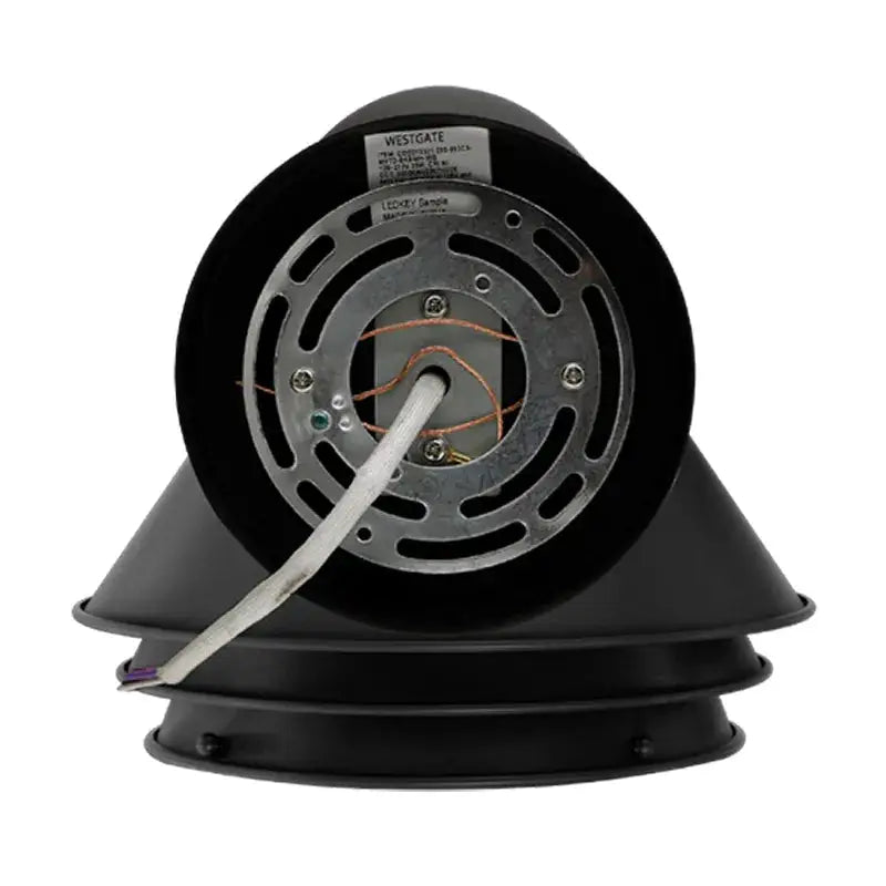 Black Westgate gooseneck LED Oceanside exterior light fixture with 20W, 30W, or 40W options in 3000K, 4000K, or 5000K color temperatures.