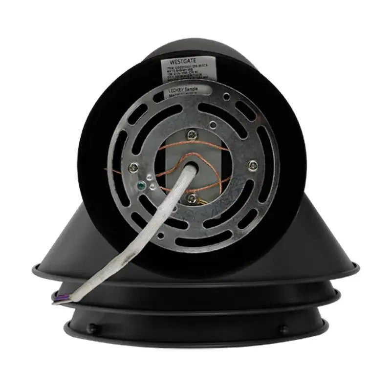 Black Westgate gooseneck LED Oceanside exterior light fixture with 20W, 30W, or 40W options in 3000K, 4000K, or 5000K color temperatures.