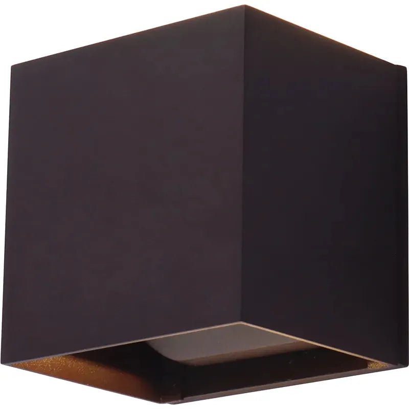 Bronze Westgate exterior wall cube light with adjustable beam angle, 15W CCT, suitable for outdoor lighting.