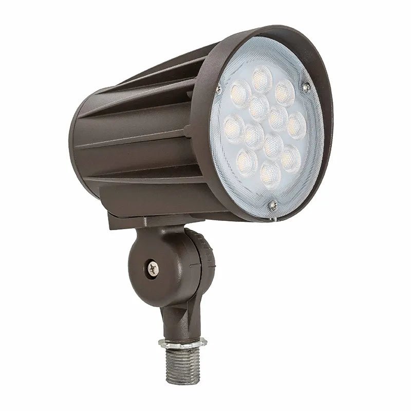 Westgate 28W LED garden and flag flood light illuminating outdoor garden with bright 5000K daylight white light.