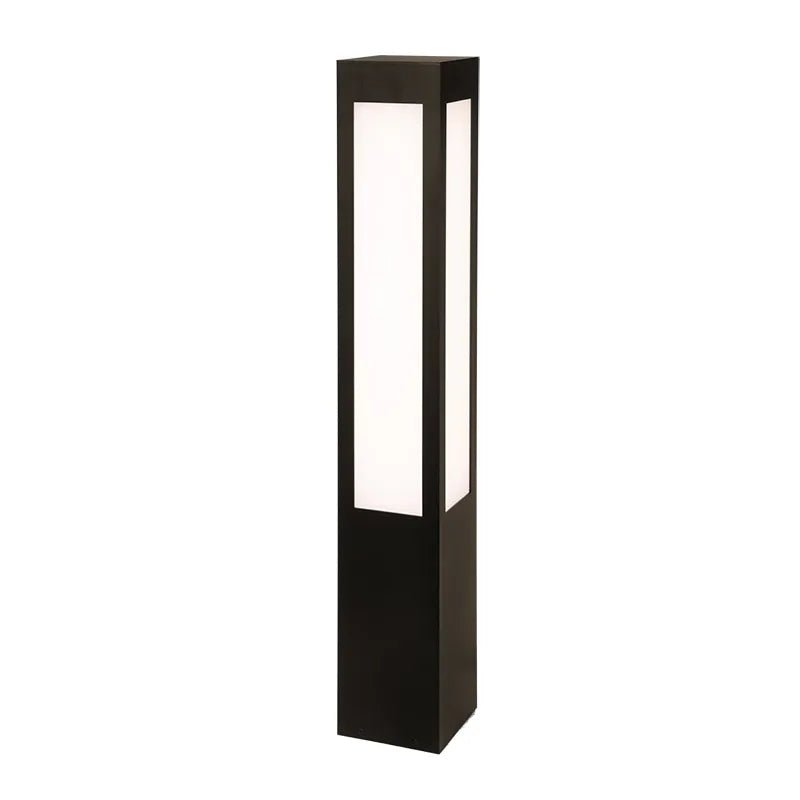 Black RGB Square 40-inch LED Bollard with long frosted lens, 34W exterior lighting fixture by Westgate.