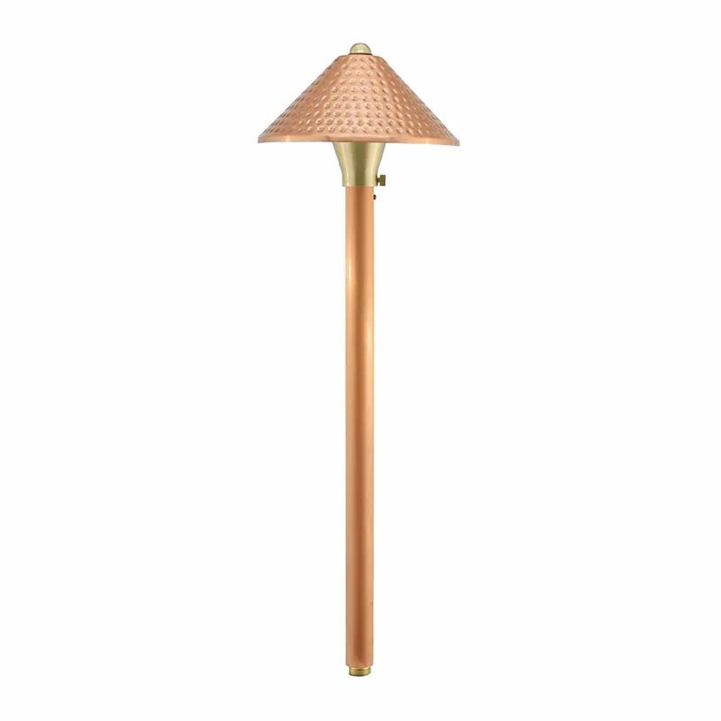 Westgate solid copper 12V LED pathway light with 200 lumens in 3000K warm white, designed for outdoor exterior lighting.