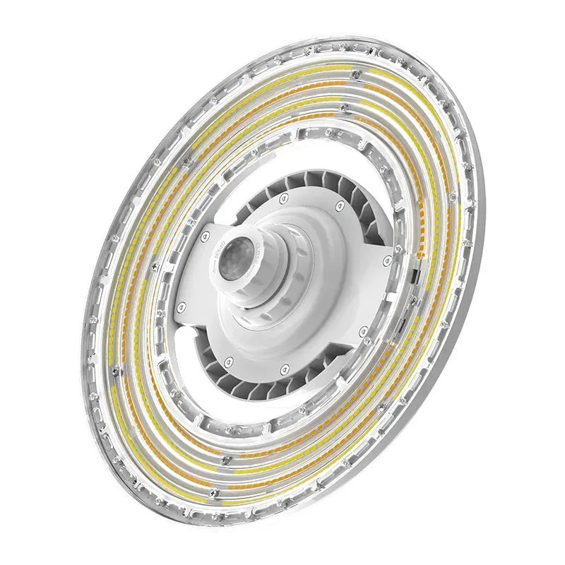 Westgate IP69 UFO high bay fixture for food and chemical facilities, 100W/120W/150W, with adjustable CCT, durable industrial lighting