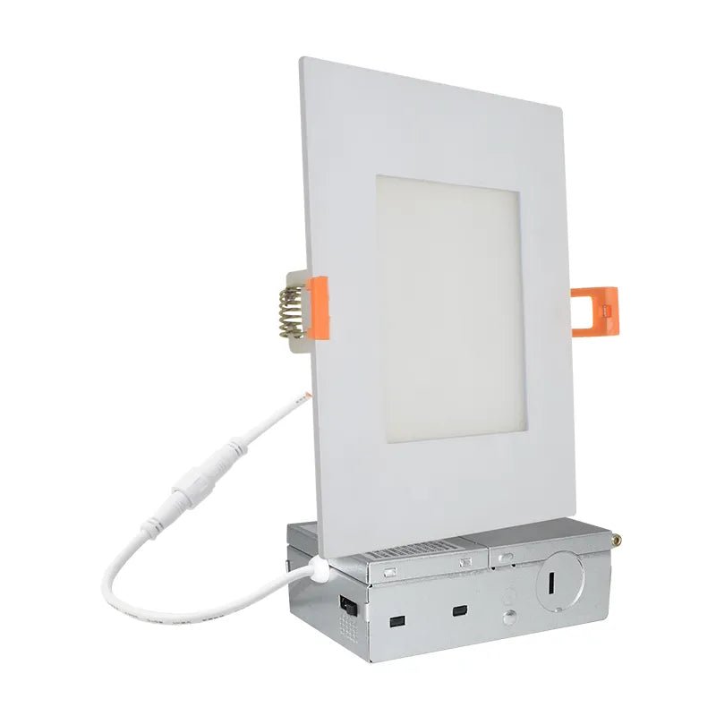 Westgate 6-inch LED 15W square ultra-slim canless recessed ceiling light with adjustable CCT for modern home lighting.