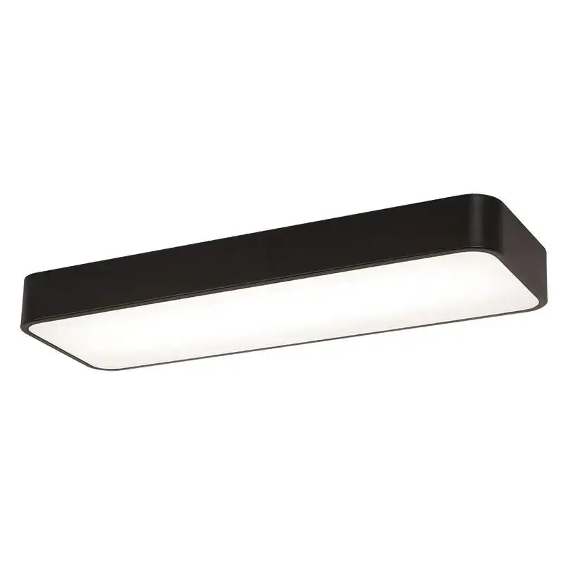 Black 2ft. modern surface mount LED ceiling light by Westgate showing sleek design and adjustable wattage and color options.