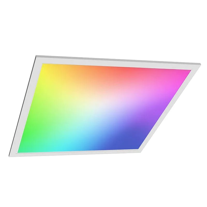 Westgate RGBW LED Panel 2x2 ceiling light with adjustable color and brightness, controlled via app or remote.