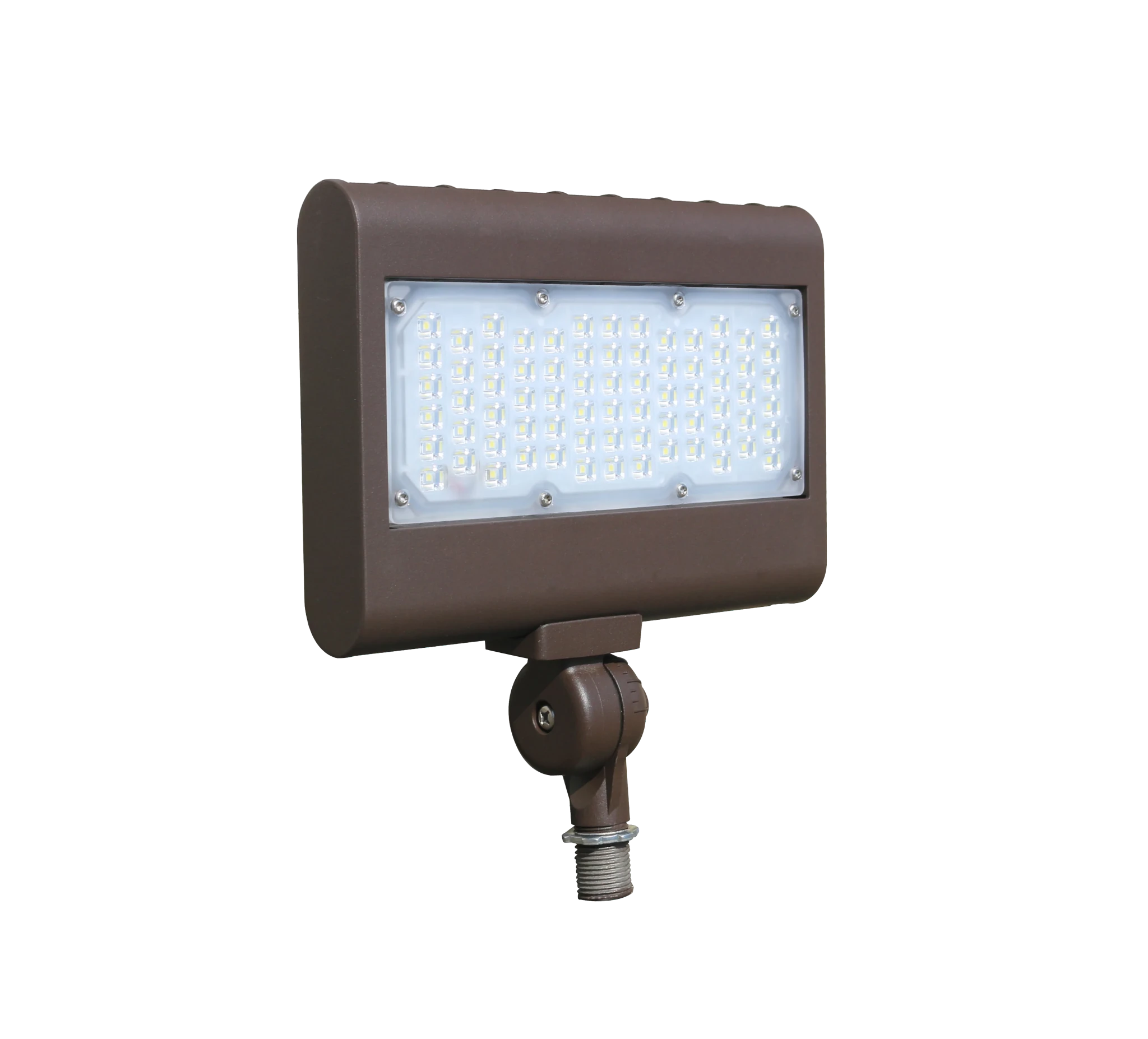 Westgate 3000K LED 50W flood light with bronze finish and knuckle mount, suitable for outdoor lighting, 120-277V.