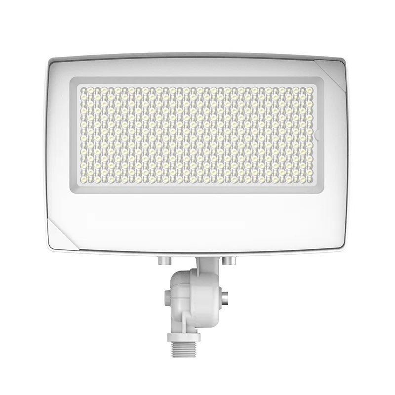 White LED round-back flood light with knuckle mount and photocell, available in 45W, 60W, and 80W, by Westgate.