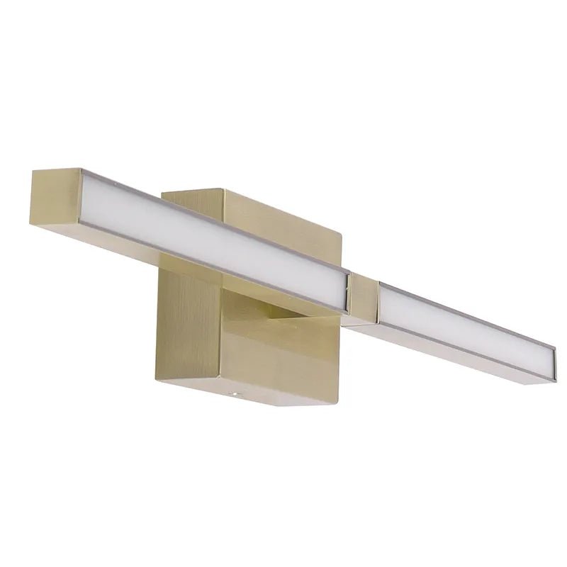 Brushed brass 24-inch slim rotatable LED sconce by Westgate, 20W, adjustable CCT lighting fixture for modern interior lighting.