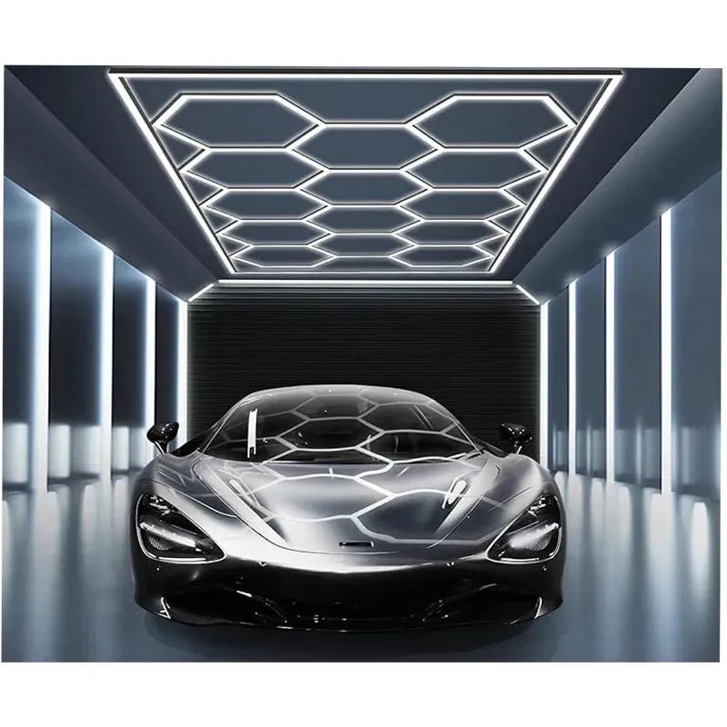 Westgate Hex Car Shop Decorative LED Light Kit with Frame, 46 inches, 6500K, featuring multiple light fixtures and a sturdy frame.