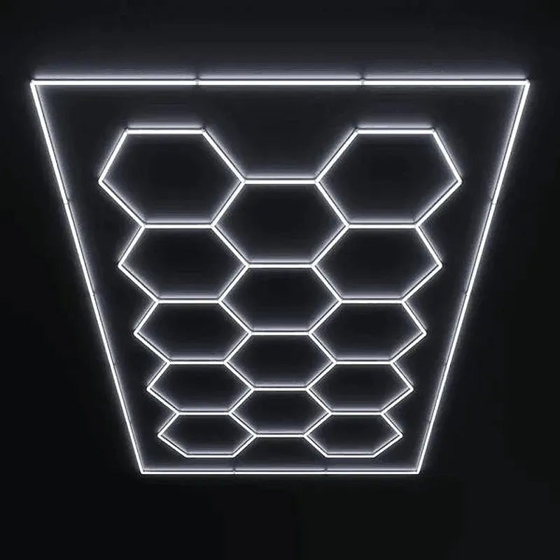 Westgate Hex Car Shop Decorative LED Light Kit with frame, 46-inch length, 6500K bright white lighting fixtures.
