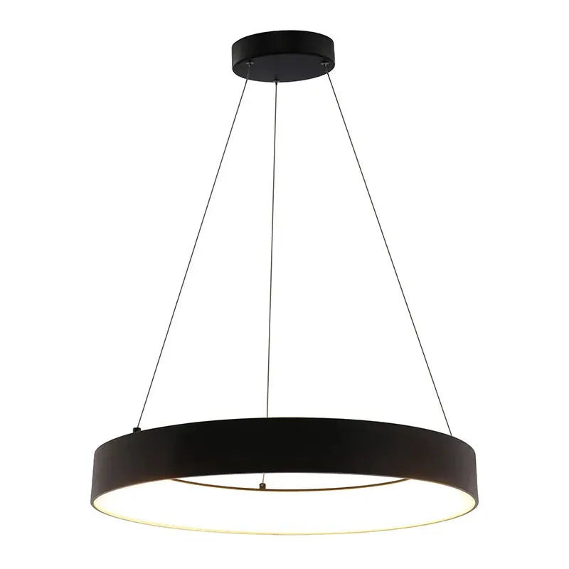 LED Black 24" Hollow Circle Pendant with Uplight, 40W