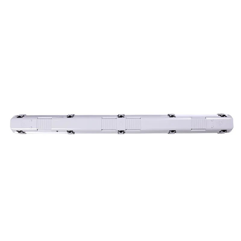 Westgate LED NSF linear vapor-tight fixture with sensor, emergency backup, adjustable wattage, and color temperature for commercial lighting
