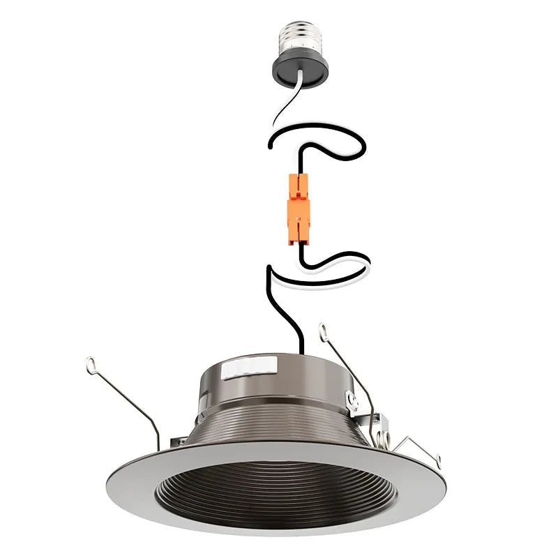 Oil rubbed bronze 6-inch LED recessed trim by Westgate with metal baffle, available in 8W, 10W, 13W, and CCT options.
