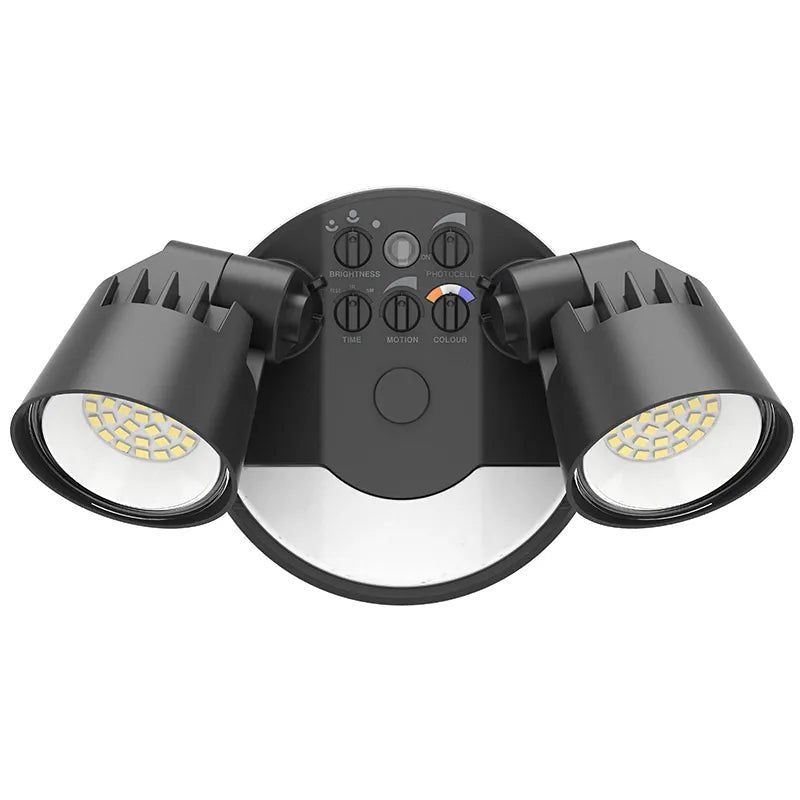 Black Westgate X-Gen Advance LED security light with PIR sensor, 16W-25W, adjustable color temperatures 3000K-5000K.
